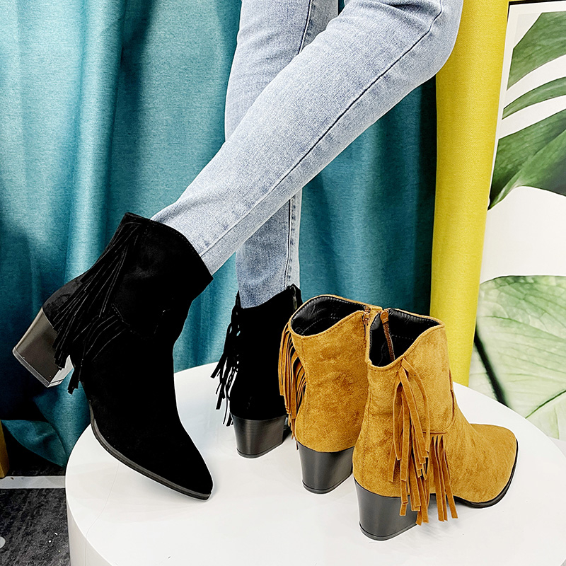 Ethnic Styling Tips - Autumn/Winter Women square heel pointed tip