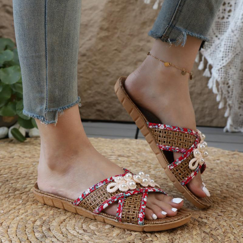 Bohemian Ethnic Woven Straw Fl - Ethnic Fashion Walk บทวิจารณ์และราคา
