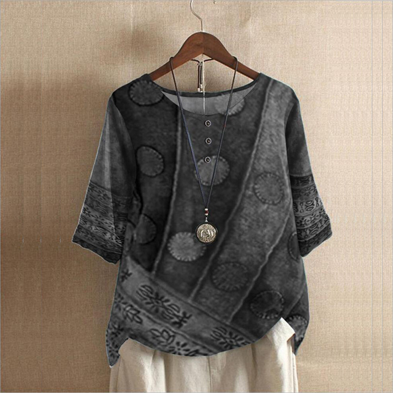 Ethnic Style Women's O-neck Di - Ethnic Fashion Clothing บทวิจารณ์และราคา