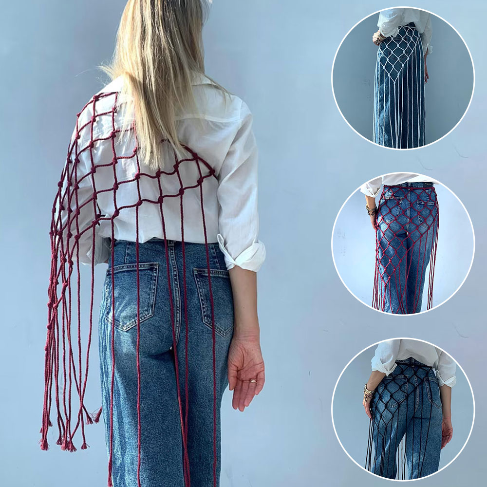 Bohemian Hollow Net Tassel Sca - Ethnic Fashion House บทวิจารณ์และราคา