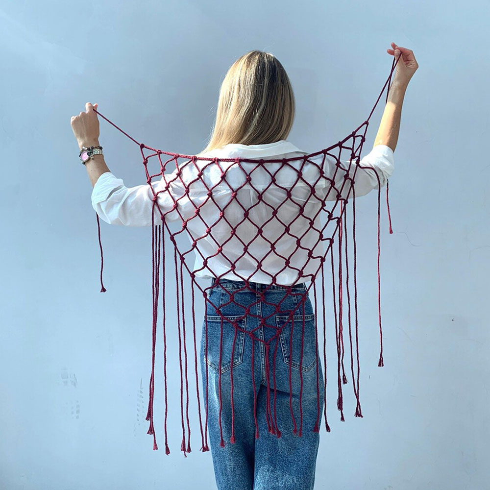 Bohemian Hollow Net Tassel Sca - Ethnic Fashion House บทวิจารณ์และราคา