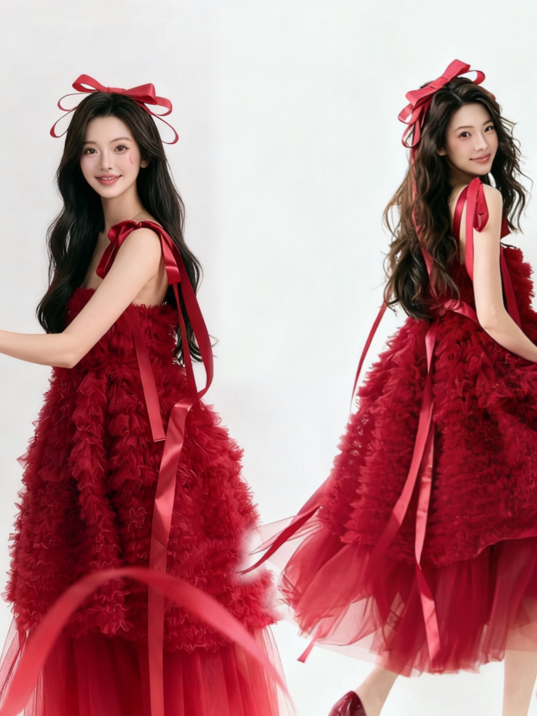 Red Tulle Skirt Artistic Birth - Ethnic Fashion Clothing บทวิจารณ์และราคา