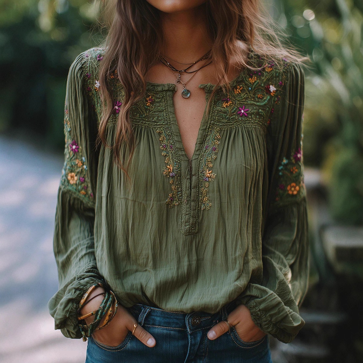 Ethnic Retro Boho Blouse for W - Ethnic Fashion Clothing บทวิจารณ์และราคา