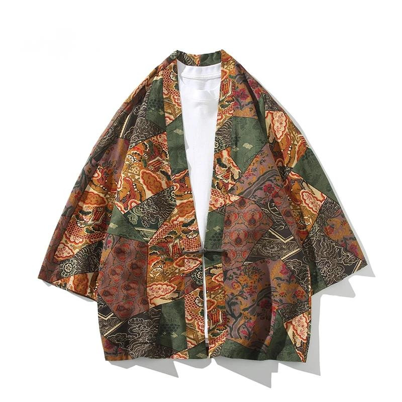 Ethnic Style Print Yukata Men  - Ethnic Fashion Style บทวิจารณ์และราคา