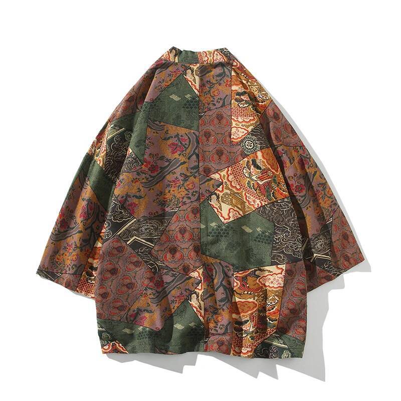 Ethnic Style Print Yukata Men  - Ethnic Fashion Style บทวิจารณ์และราคา