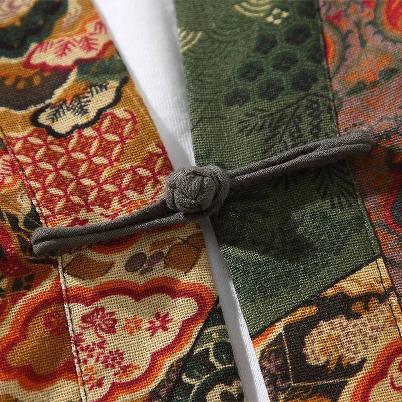 Ethnic Style Print Yukata Men  - Ethnic Fashion Style บทวิจารณ์และราคา