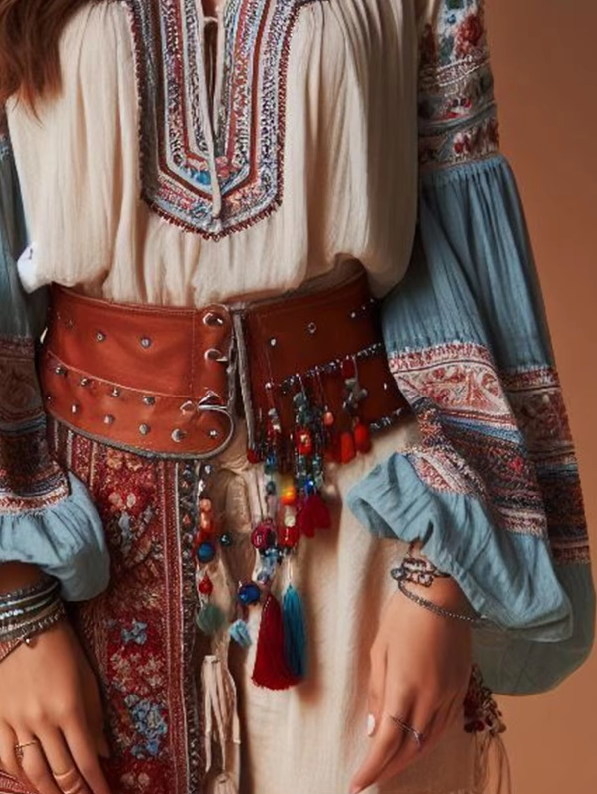 Lantern Sleeves Boho Blouse Fl - Ethnic Fashion Clothing บทวิจารณ์และราคา
